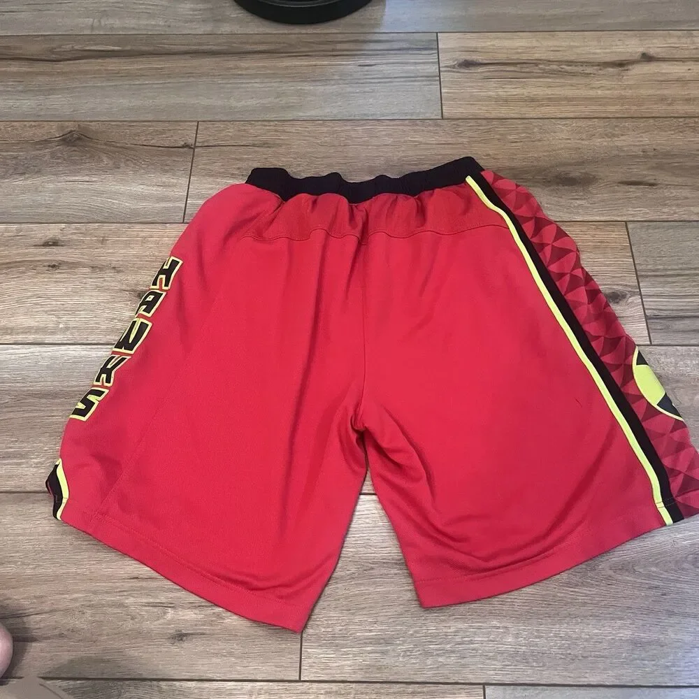 Adidas NBA Atlanta Hawks Basketball Shorts Team Issue Mens L Grey Red Multicolor